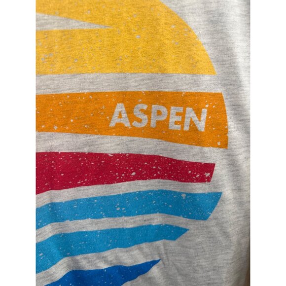 Aspen Crewneck Raglan T Shirt Size Medium 3/4 Sleeve Pullover Graphic Colorblock - Picture 3 of 5